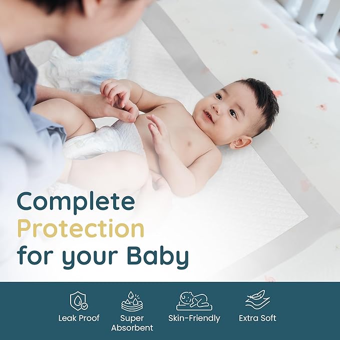 Reli. Disposable Changing Pads for Baby (110 Pack) | 18" x 24" Disposable Diaper Changing Pads, Large | Super Absorbent, Leak-Proof Liners | Waterproof, Quick Dry Underpads (White)