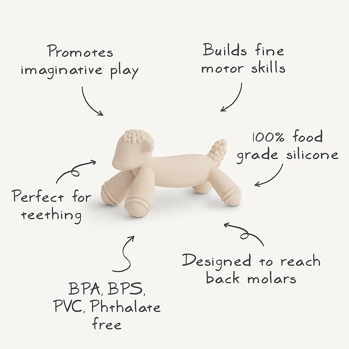 mushie Silicone Baby Teether Toy | Lamb Figurine Teether