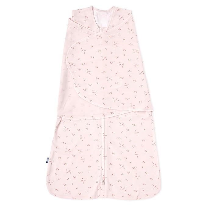 HALO 100% Cotton Sleepsack Swaddle, 3-Way Adjustable Wearable Blanket, TOG 1.5, Pink Floral, Small, 3-6 Months