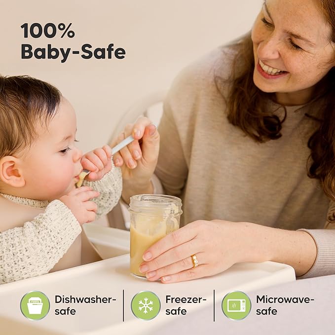 KeaBabies 4pk 8oz Glass Baby Food Containers with Lids - Leak-Proof, Microwavable Small Glass Jars, Baby Purees & Toddler Snack Storage Containers, BPA-Free, Dishwasher & Freezer Safe (Musk Dusk)