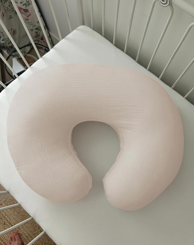 Nursing Pillow Covers 2 Pack, Muslin Nursing Cover for Breastfeeding Pillows, Comfortable for Baby Girls and Boys (Beige & Vintage Taupe)