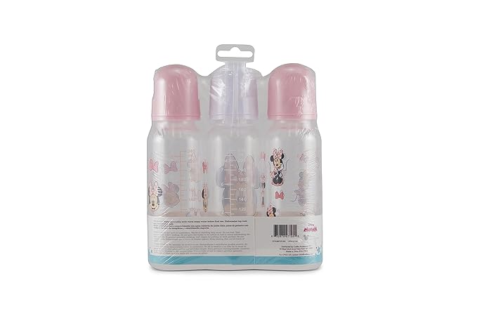 Baby Bottles 9 oz for Boys and Girls| 3 Pack of Disney Minnie Bows and Winks Infant Bottles for Newborns and All Babies | BPA-Free Plastic Baby Bottle for Baby Shower