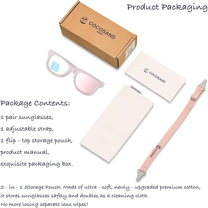 COCOSAND Flexible Baby Sunglasses with Strap Polarized UV Protection for Toddler Infant Newborn Boy Girl Age 0-24 Months