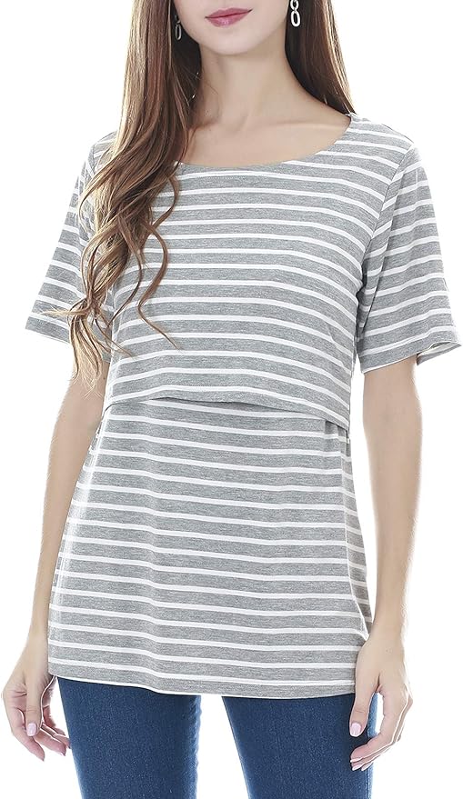 Smallshow Women's Maternity Nursing Tops Short Sleeve Breastfeeding Clothes
