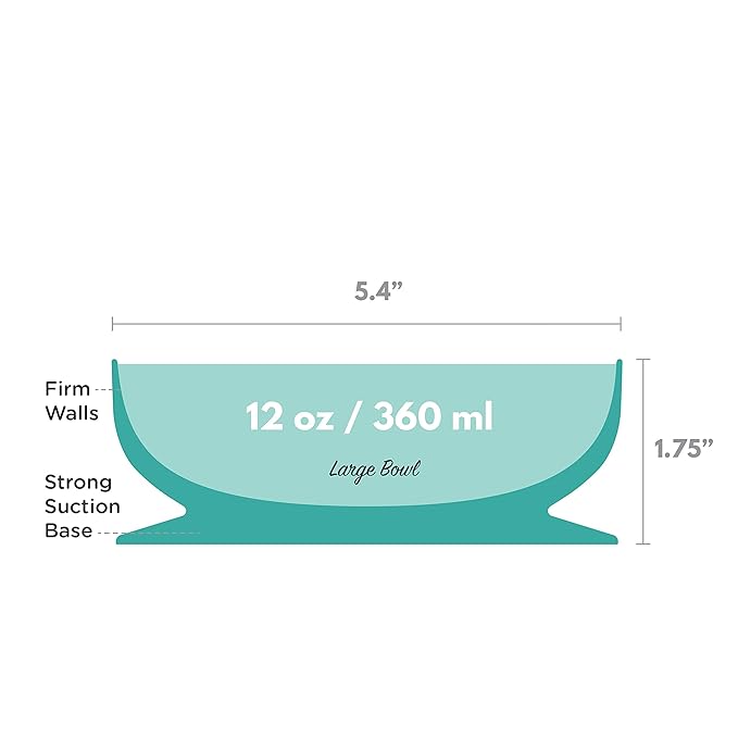 ChooMee Baby Suction Bowl | Powerful Suction Grip with Firm Bowl | Platinum Silicone, BPA Free | Large, 1 CT, Aqua