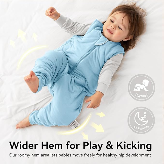 Rayon Made From Bamboo Sleep Sack 24-36 Months 0.5 Tog Ultra Soft Summer Toddler Sleep Sack 2t-3t with Feet 2-Way Zipper Lightweight Sleeping Bag Baby Wearable Blanket (2 Pack)-Green & Blue