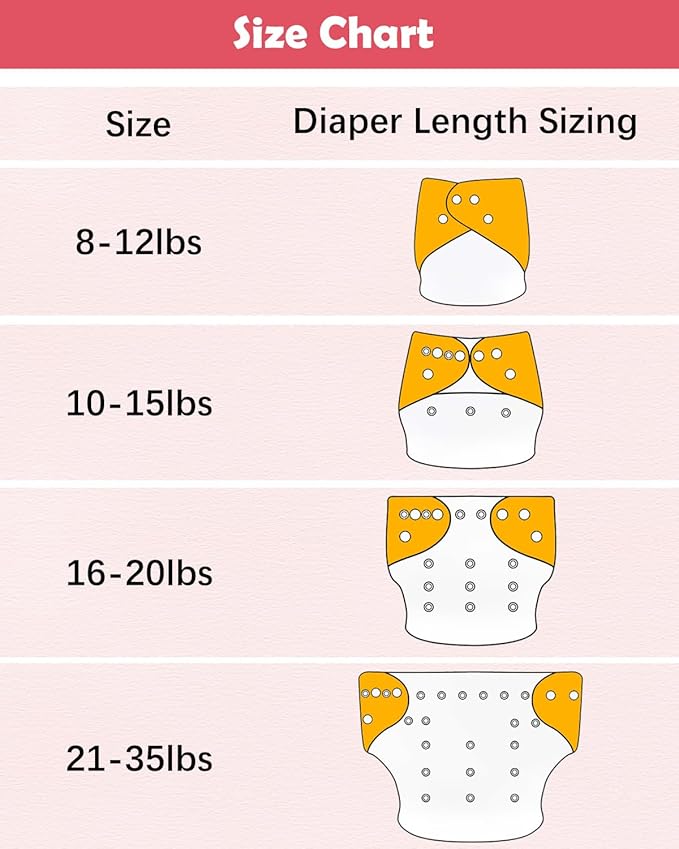 Babygoal Baby Cloth Diaper 6 Pack with 6pcs Inserts and Wet Bag for Fitted Diapers and Prefolds, Adjustable and Reusable Covers for Toddler Boys and Girls
