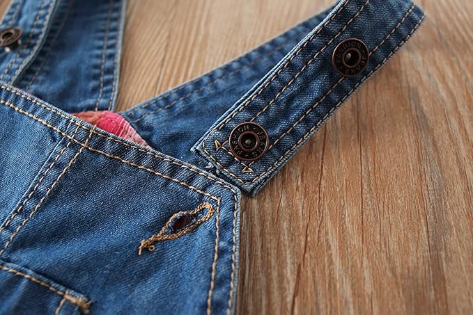 KIDSCOOL SPACE Baby Little Kids Cute Denim Embroidered Fashion Jean Overalls