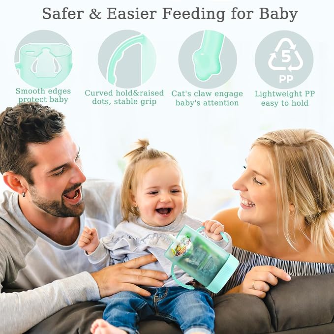 MOMUSE Dual-Lid Squeeze Pouch Holder for Food Pouches & Drink Boxes, Baby Pouch Holder with Larger Capacity, Versatile Design for Self-Feeding, Anti-Squeeze Pouch Holder No Spill No Mess, Pink & Green