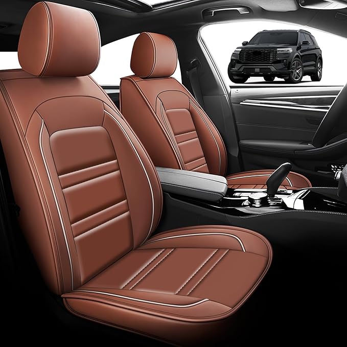 Seat Cover for Ford Explorer 2011-2025 | Car Seat Covers Front Seats, Waterproof Seat Protectors, Automotive Front Seat Covers (Front Seat, Coffee)