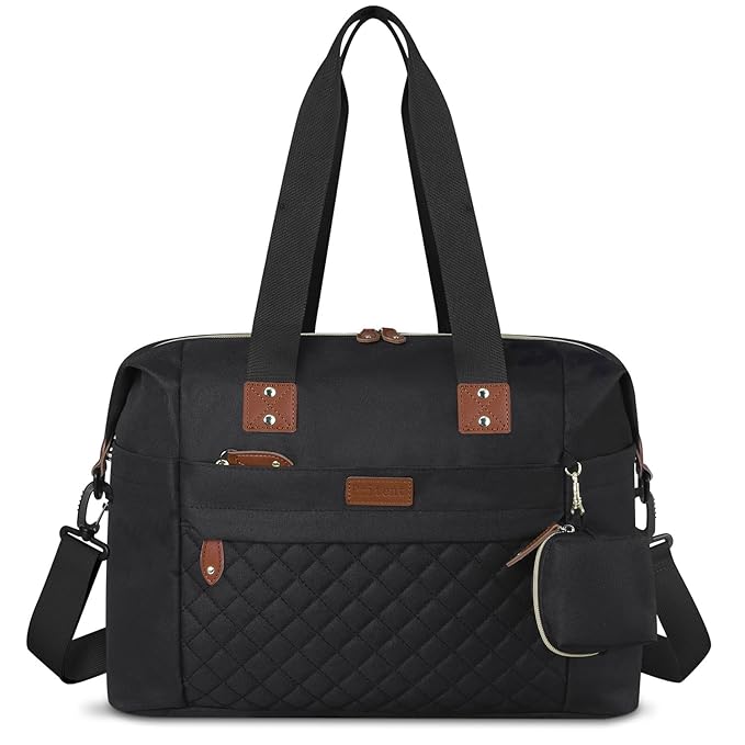 Pritent Diaper Bag Tote, Diaper Baby Bags with Pacifier Case, Shoulder Straps, Stroller Clips, Waterproof Large Mommy Maternity Travel Baby Tote for Mom and Dad, black