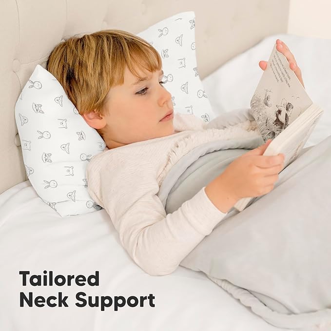 Toddler Pillow with Pillowcase - 10x18 My Little Dreamy Kids Travel Bed Pillows for Sleeping, Organic Cotton Small Pillowcase, Soft & Breathable, Machine Washable, Toddlers 2-5 Years Old (KeaDoodles)