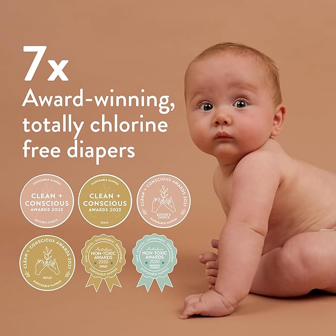 Joonya Baby Diapers, Size 4 L (15-31 lb) - 6 Bags of 25 (150) - New Range - NonToxic, Eco-Friendly, Ultra Slim, Overnight Use - Made in Denmark