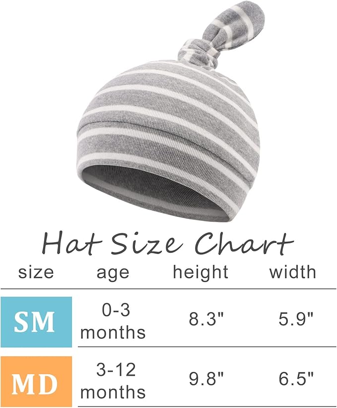 JANGANNSA Newborn Baby Hat Infant Baby Boys Beanie Top Knot Stretchy Hats for Girls 100% Organic Cotton