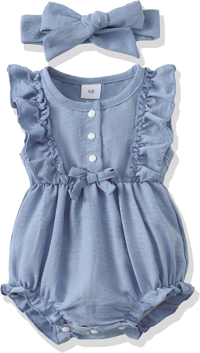 Renotemy Newborn Infant Baby Girl Clothes Rompers Summer Jumpsuits Short Sleeve Romper Infant Baby Clothes Girl