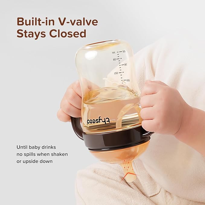 thyseed PPSU Weighted Straw Cup with Handles Toddlers Transition Bottles to Sippy Cups No Spill Learner Milk Water Baby Bottle Soft Silicone Spout Dishwasher Safe BPA Free 6+ Months 10oz/300mL 2 Pack
