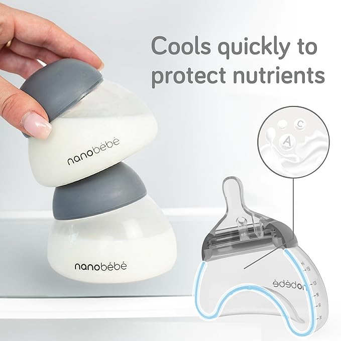 Nanobebe Breastmilk Bottle, Breastfeeding Newborn Breast Like, Anti Colic, Perfect Latch, Preserves Breast Milk nutrients, Twin-Pack Sage