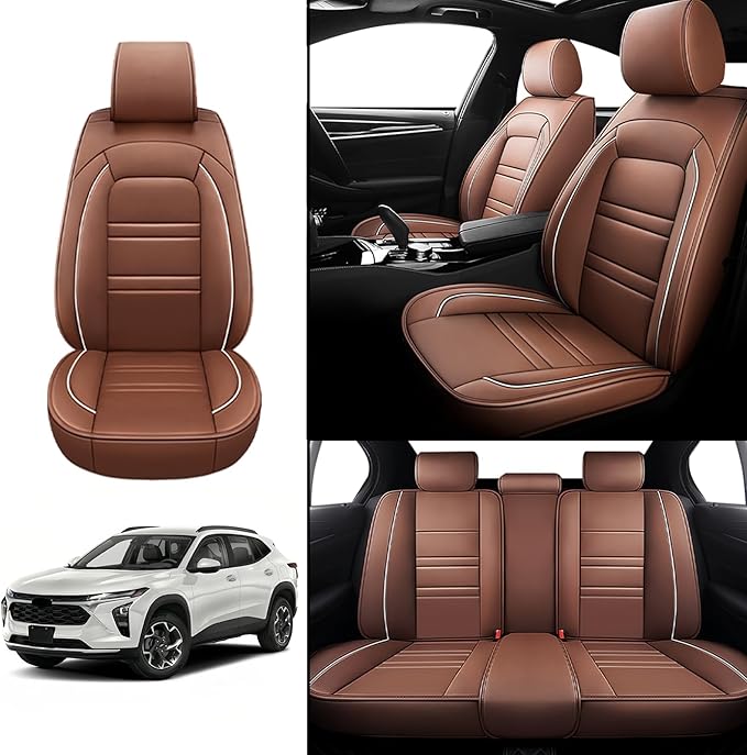 Seat Covers for Chevy trax 2015-2025 | 5-Seats Leather Seat Covers, Easy to Install Automotive Seat Covers Full Set (Full Set, Coffee)