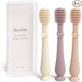 Moonkie Baby Tongue Cleaner, Toddler Toothbrush, Baby Oral Cleaner Newborn Kit for 3 Months+, 3 Pcs (Blush/Pale Mauve/Ivory)