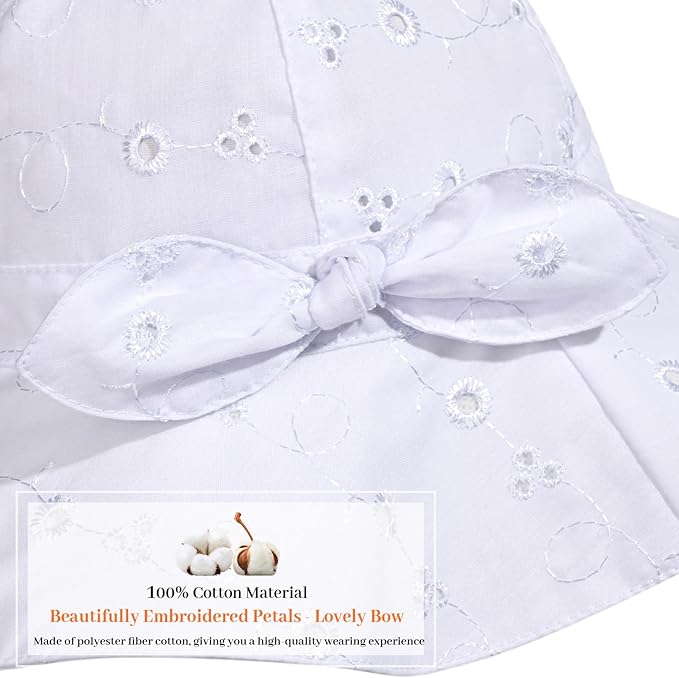 Baby Girl Sun Hat with UPF 50+ Outdoor Adjustable Beach Hat with Wide Brim Bucket Hats