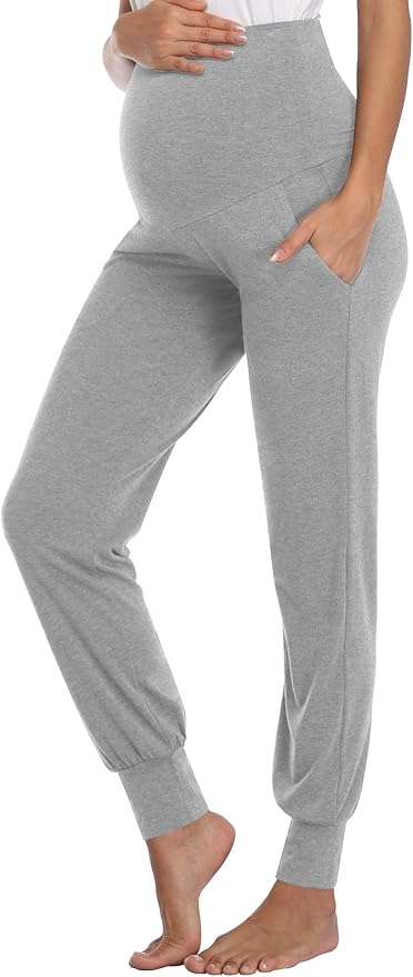 AMPOSH Women's Maternity Pants Stretchy Lounge Workout Pants Casual Loose Comfy Pregnancy Joggers with Pockets
