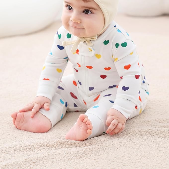 Owlivia Organic Cotton Baby Boy Girl Zip up Sleep 'N Play Pjs, Footless, Long Sleeve
