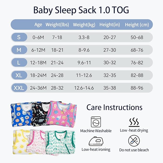 Rayon Made from Bamboo Sleep Sack 12-18 Months Supersoft Toddler Sleep Sack 1.0 Tog Baby Wearable Blanket with 2-Way Zipper Unisex Sleeping Bag for Babies