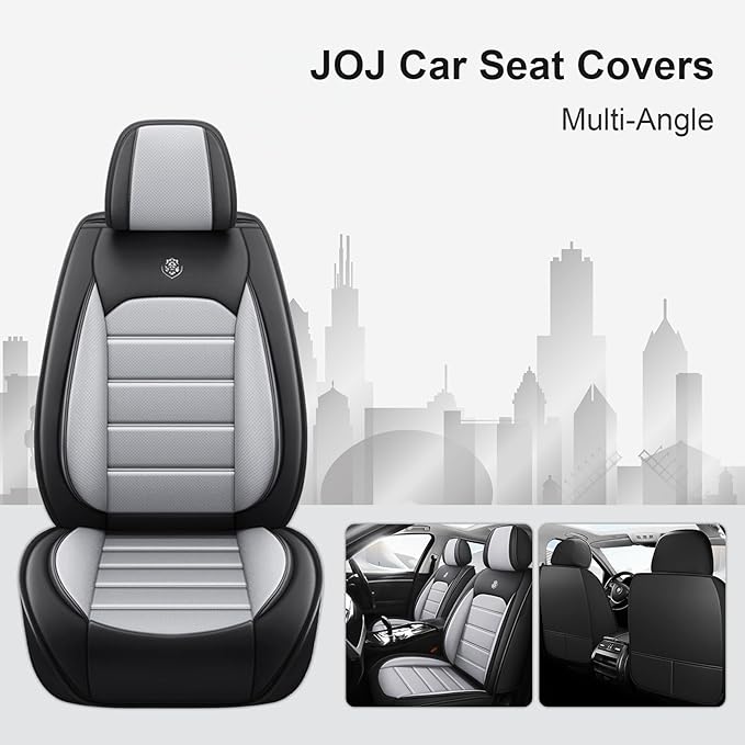 JOJ Car Seat Cover Fit for Toyota Highlander 2001-2025,7 Seat Car Seat Cover,No-Slip Waterproof Breathable Faux Leather Automotive Seat Covers Auto Interior Covers,Full Set,Black Gray
