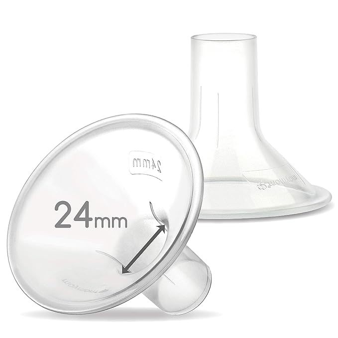 Maymom MyFit 24mm Medium, Two-Piece Design Breastshields, Compatible with Medela Pump Parts; Compatible with Medela PersonalFit Flex Breastshield, Freestyle Pump Parts, Ideal for HandsFree Bra, 2pcs