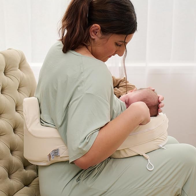 My Brest Friend Super Deluxe Nursing Pillow - Enhanced Comfort & Ergonomic Breastfeeding Pillow for Ultimate Support for Mom & Baby - Adjustable and with Handy Side Pocket,100% Organic Cotton Oat