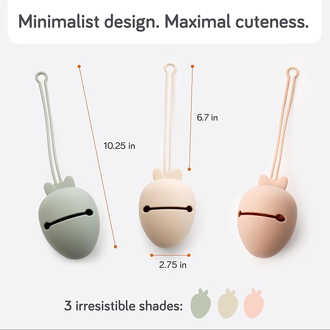 Baby Uma Silicone Pacifier Holder Case - BPA-Free, Dishwasher-Safe & Universal Pacifier Case for Diaper Bag, Fits 2 Pacis