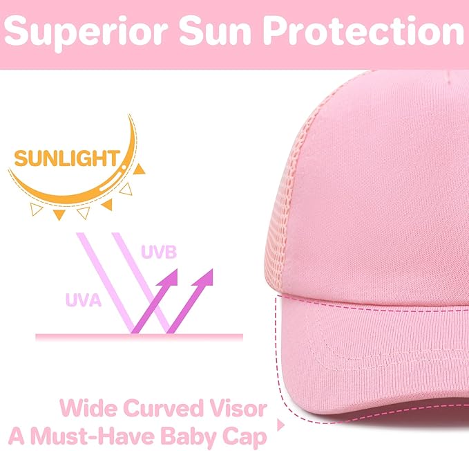 qikqik Baby Baseball Cap Toddler Baseball Hat with Mesh Infant Sun Hat UPF 50+ Baby Ball Cap Toddler Girl Hats Kids Hat Boys