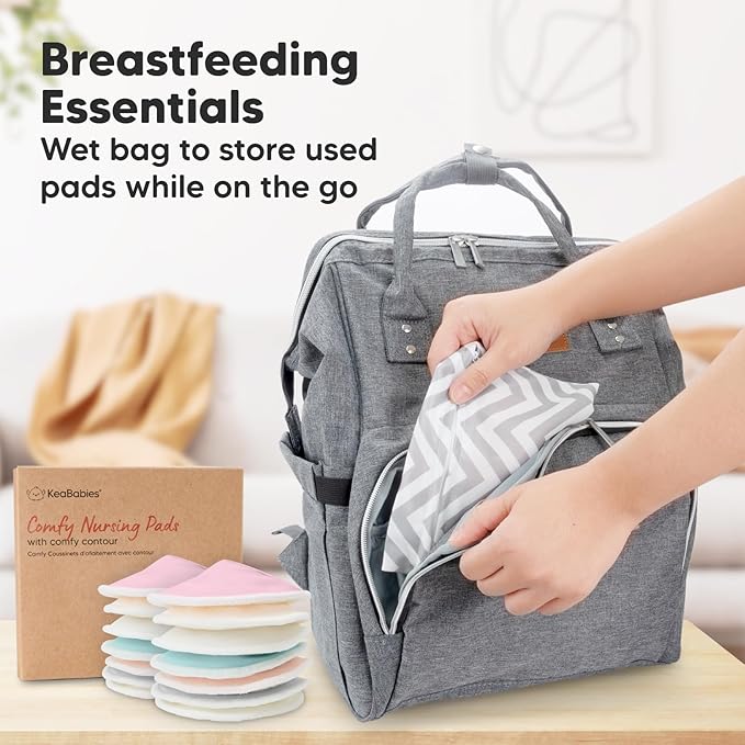 Organic Nursing Pads - 14 Washable Viscose Derived from Bamboo Breastfeeding Pads, Wash Bag, Reusable Breast Pads for Breastfeeding, Nipple Pads for Breastfeeding Essentials(Pastel Touch, XL 5.5")