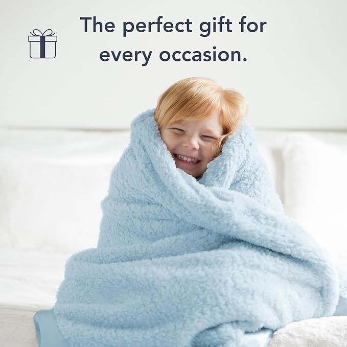 Little Giraffe Baby Blanket - Chenille Soft Blanket with Satin Trim - Baby Stroller Blanket - Newborn Baby Essentials & Gifts - 29" x 35" - Blue