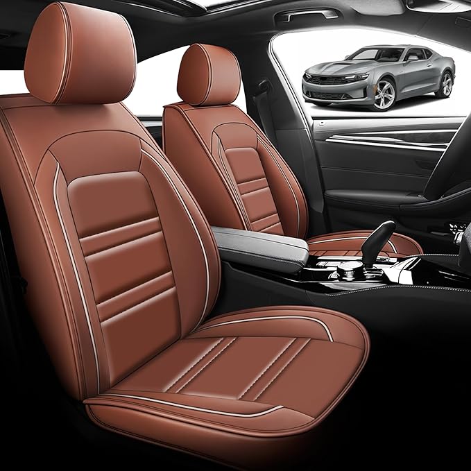 Seat Cover for Camaro 2000-2023 | Car Seat Covers Front Seats, Waterproof Seat Protectors, Automotive Front Seat Covers (Front Seat, Coffee)