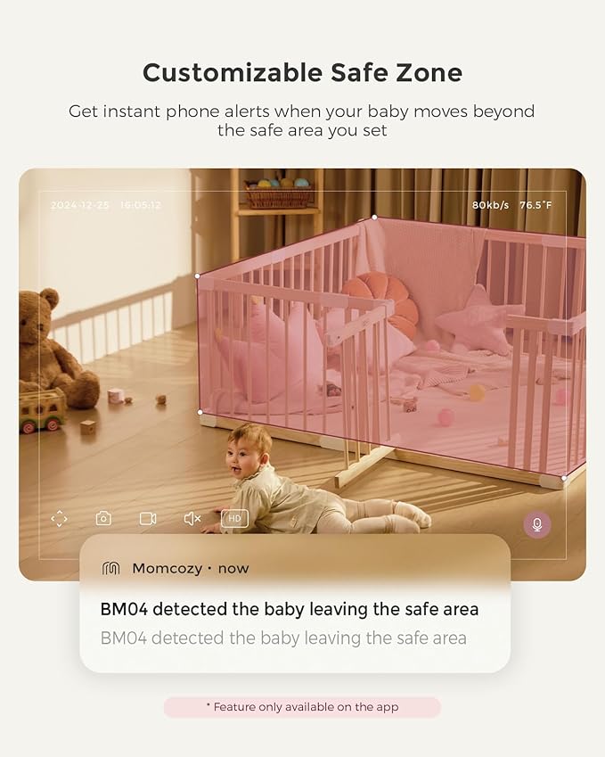 Momcozy BM04 Smart WiFi Baby Monitor with 2 Cameras, 5'' 1080P Split Screen Video Baby Monitor with Camera and Audio, Clear Night Vision, 5000mAh Battery, 2-Way Audio