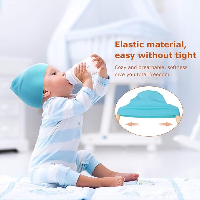 DRESHOW BQUBO 8 Pack Unisex Baby Beanie Hat Infant Toddler Kid Hats Baby Soft Cute Knit Cap Nursery Beanie