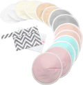 Nimiah Reusable Nursing Pads, Organic Breast Pads for Leaking Milk 14-Packs(7 Pairs), Washable Bamboo Nipple Padding for Breastfeeding Fits B-D Cup with Wash Bag Multi