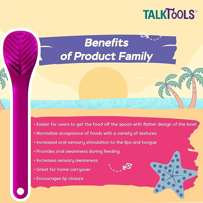 TalkTools Wee Textured Magenta Spoons | Provides oral awareness during feeding | Encourages lip closure | Normalize acceptance of foods with a variety of textures (Wee Textured, 12 Pack)