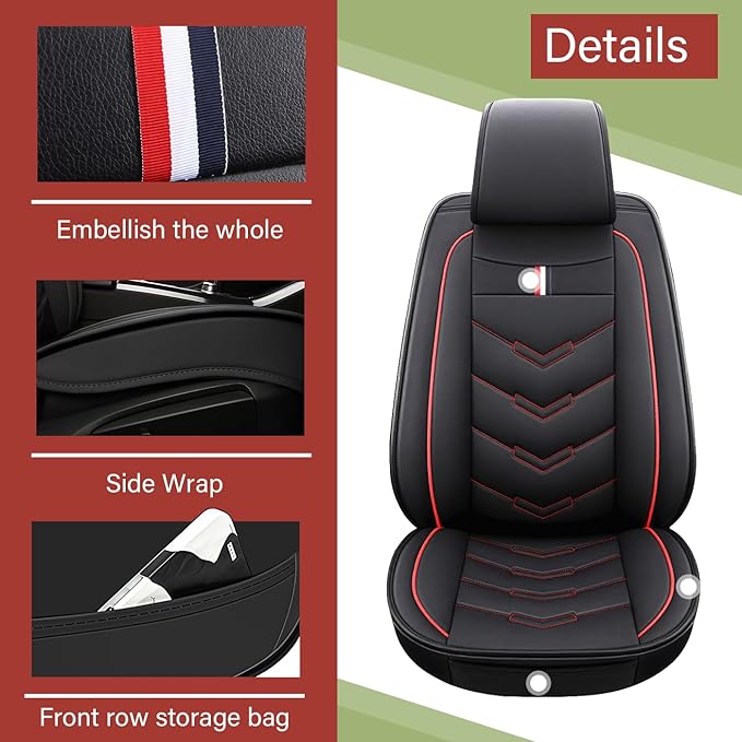 Leather Car Seat Covers Fit for LR Range Rover 2022-2025, 5 Seater Waterproof and Wear-Resistant Seat Cover Interior Accessories(Full Set,Black&Red)