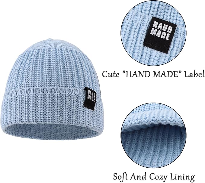 JANGANNSA Simple Knitted Baby Beanie Hip-Hop Boys Winter Hat Toddler Kids Bonnet for Girls 0-5Y