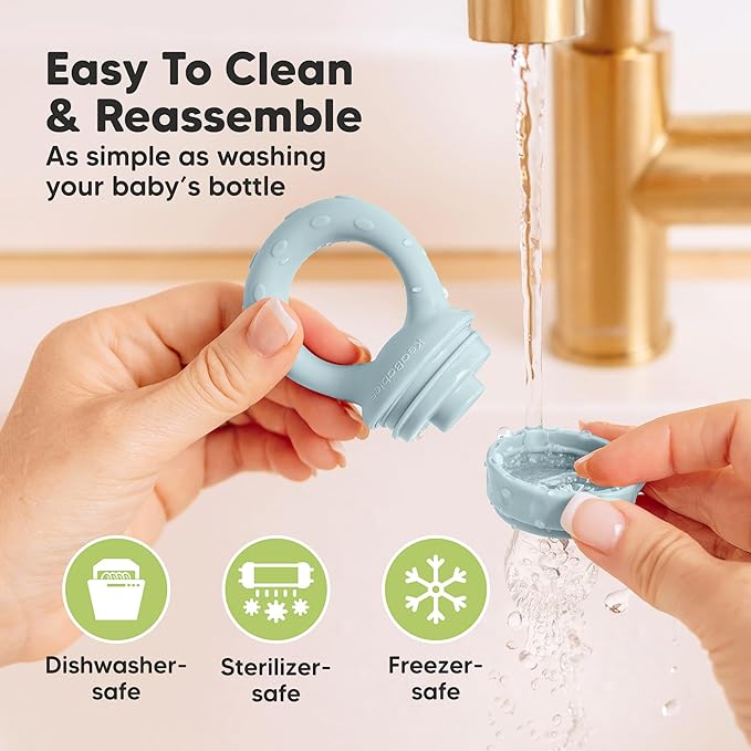 KeaBabies Baby Fruit Feeder 2pk - Silicone Baby Food Feeder for Babies 6-12 Months, Breast Milk Popsicle for Teething, Weaning, Freeze Frozen Solid Food, BPA-Free Infant Feeding Essential (Ocean)