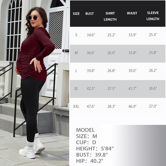 GINKANA Maternity Hoodie Long Sleeves Shirts Casual Maternity Top Pregnancy Sweatshirt Casual Clothes