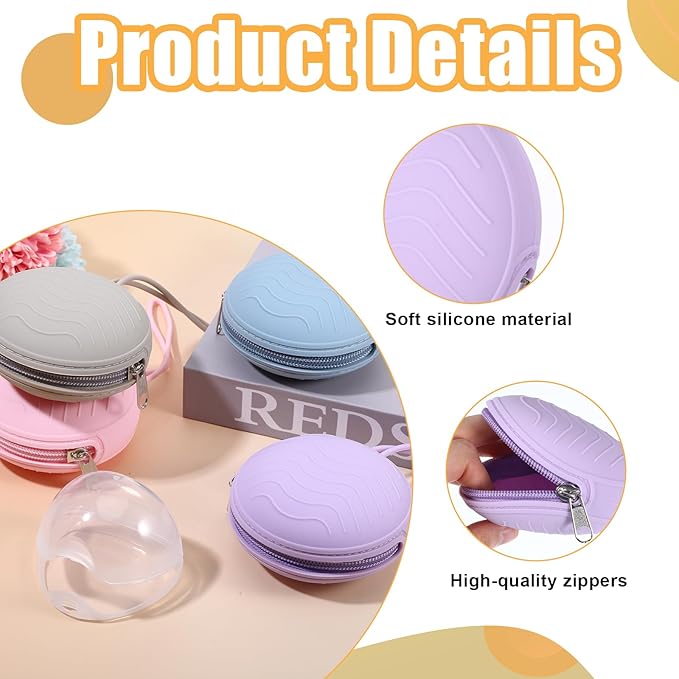2 Pack Pacifier Holder Case, BPA-Free Silicone Portable Pacifier Case Holder Pouch for Baby Boys & Girls, Travel Storage Container for Newborn, Diaper & Strollers(Pink/Purple)