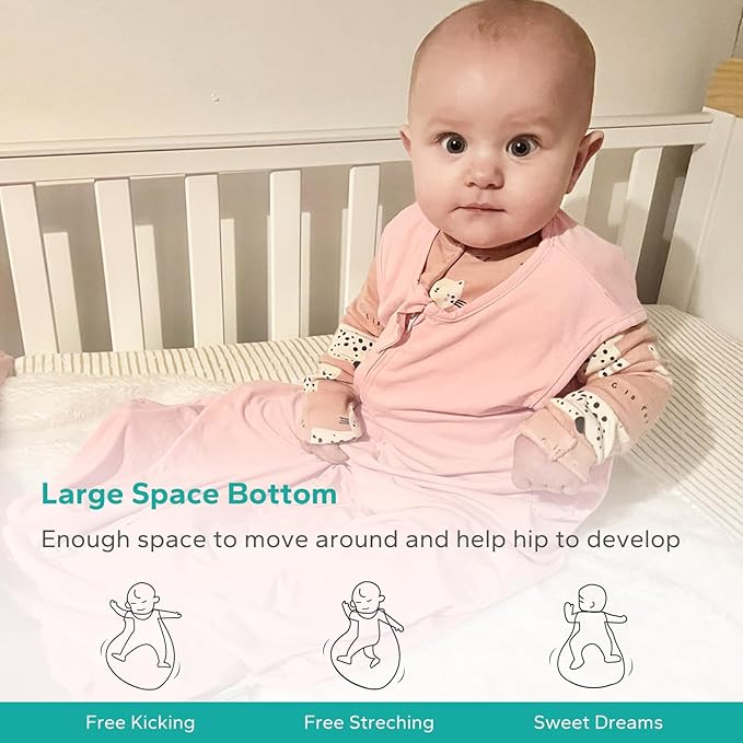 Rayon Made from Bamboo Sleep Sack, 0.5 TOG Wearable Blanket Baby, Lightweight Stretchy Sleep Sack 12-24 Months, Pink