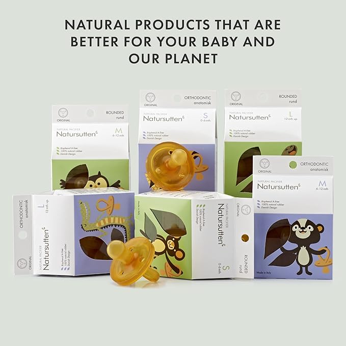 Natursutten Pacifiers 12-18 Months - 1-Pack Original Shield Orthodontic Nipple Natural Rubber Safe & Soft BPA-Free for Breastfeeding Babies - Newborn Pacifiers Made in Italy