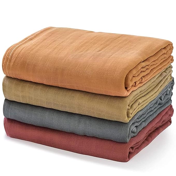 Momcozy Muslin Swaddle Blankets for Baby Boys and Girls, 4-Pack Breathable and Skin-Friendly Receiving Blanket Wrap, Baby Essentials, Registry & Gift, 47 x 47 inches