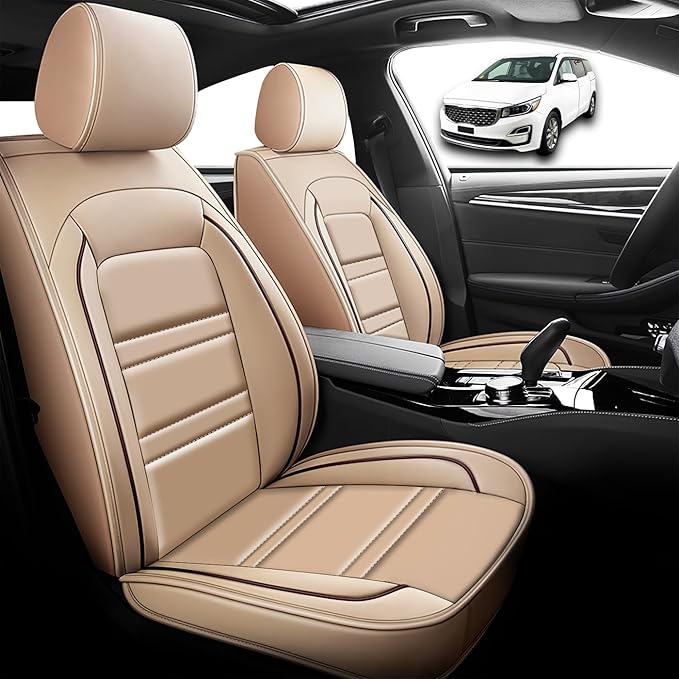 Seat Cover for kia Sedona 2003-2021 | Car Seat Covers Front Seats, Waterproof Seat Protectors, Automotive Front Seat Covers (Front Seat, Beige)