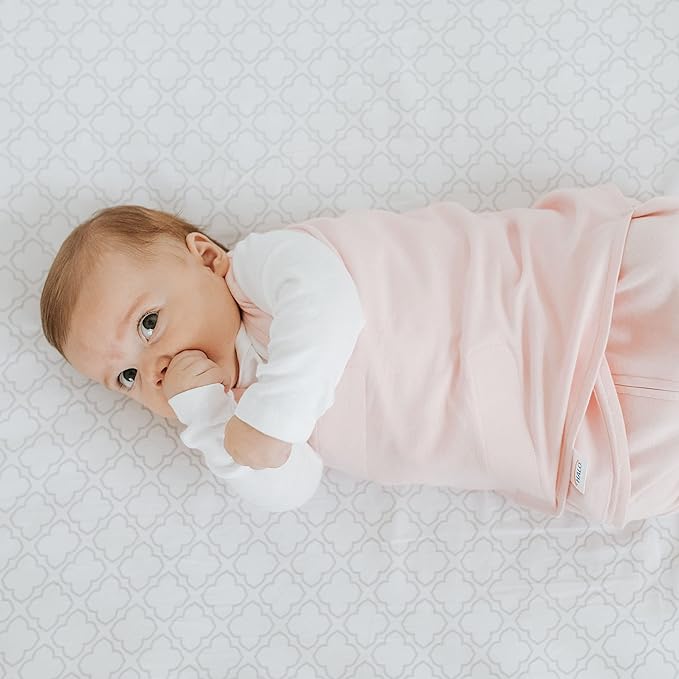 HALO 100% Cotton Sleepsack Swaddle, 3-Way Adjustable Wearable Blanket, TOG 1.5, Soft Pink, Newborn, 0-3 Months