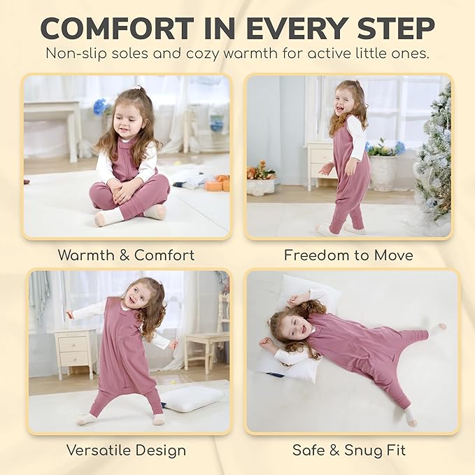 Mama Cheetah Toddler Sleep Sack with Feet, 1.0 TOG Organic Cotton Baby Wearable Blankets with Legs, Baby Sleeping Bag for Walkers, Early Walker 6-18 Month